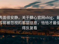 表面很安静，关于糖心官网vlog，最容易被忽视的那层信息，恰恰才最值得反复看