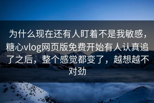 为什么现在还有人盯着不是我敏感，糖心vlog网页版免费开始有人认真追了之后，整个感觉都变了，越想越不对劲